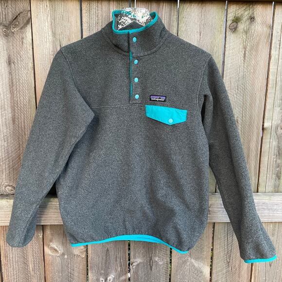 Patagonia Jackets & Blazers - Patagonia Fleece Synchilla Jacket Womens Mock Neck Cozy Pullover Gray Teal XS